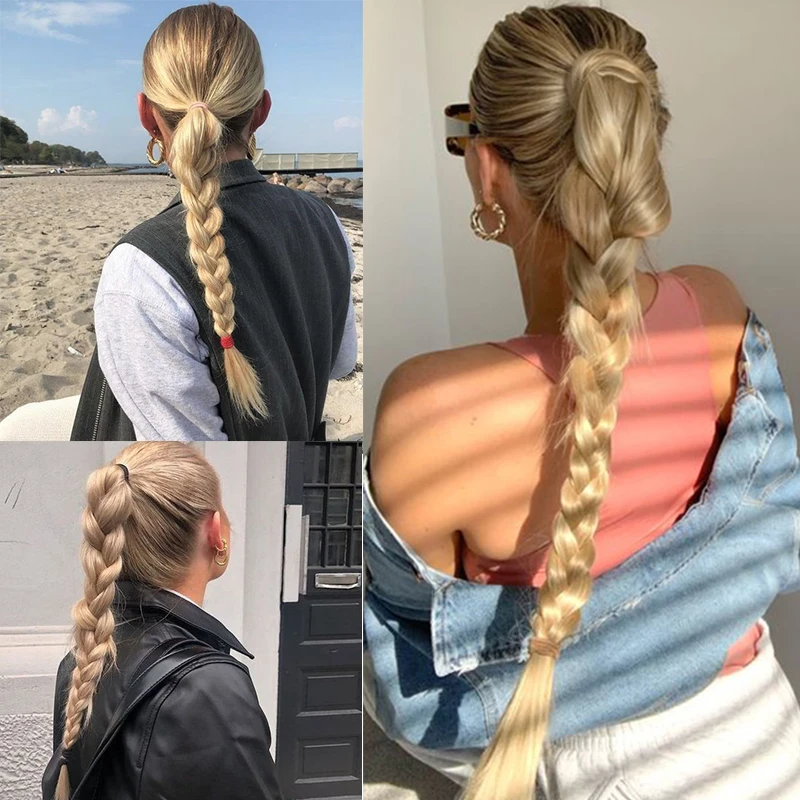 

TALANG Female Fashion Straight Synthetic Hair Twist braid Ponytail Afro Puff Ribbon Pony tail Hair Extensions
