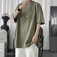 100 cotton mens t shirts 2021 summer solid color casual short sleeve tees for man basic t shirt couple male tees tops
