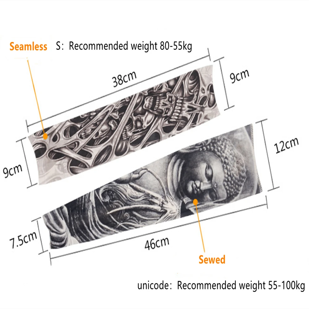 

1Pcs 3D Tattoo Printed Outdoor Cycling Sleeves Armwarmer UV Protection MTB Bike Bicycle Sleeves Arm Protection Ridding Sleeves