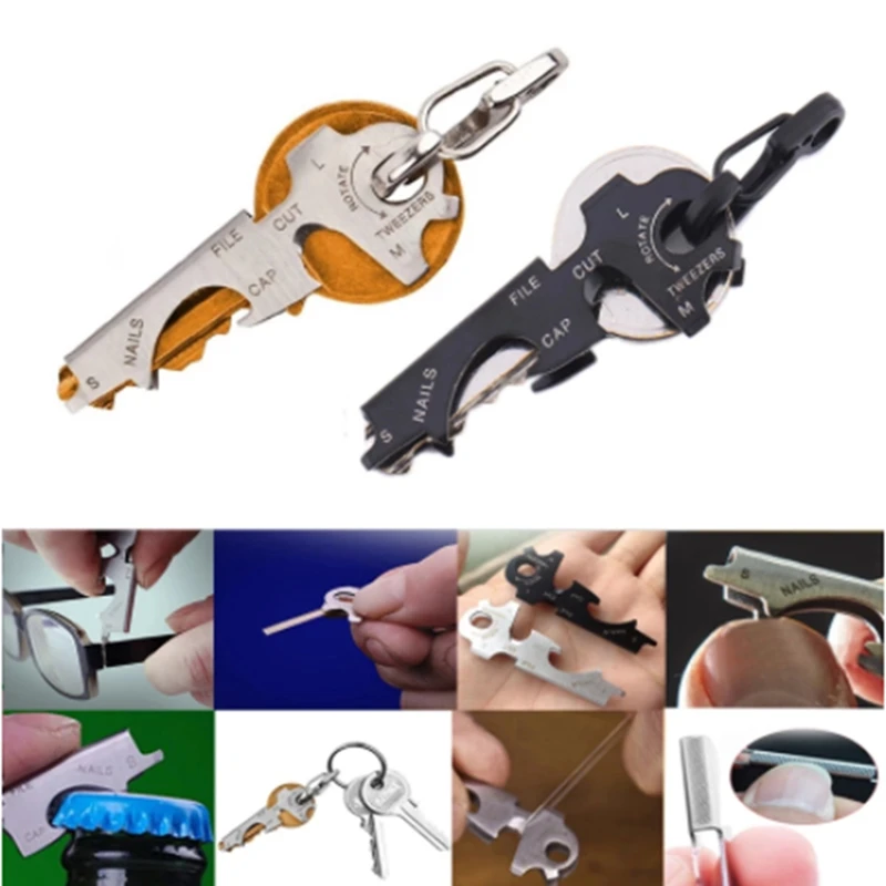

8 tool in 1 key ring keychain multifunction carabiner gear clip pocket quickdraw multipurpose gadget multitool multi keytool