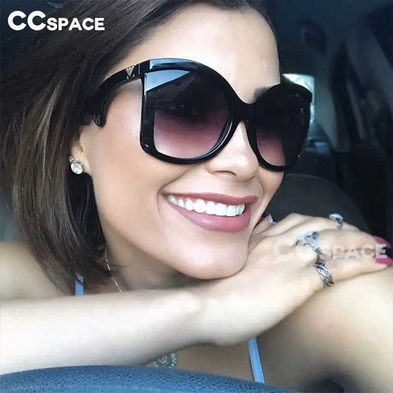 CCSPACE, 6 цветов, 42 г, кошачий глаз, солнцезащитные очки для женщин, гнущиеся очки, ноги, Брендовые очки, дизайнерские, модные, женские, градиентные оттенки, 45309