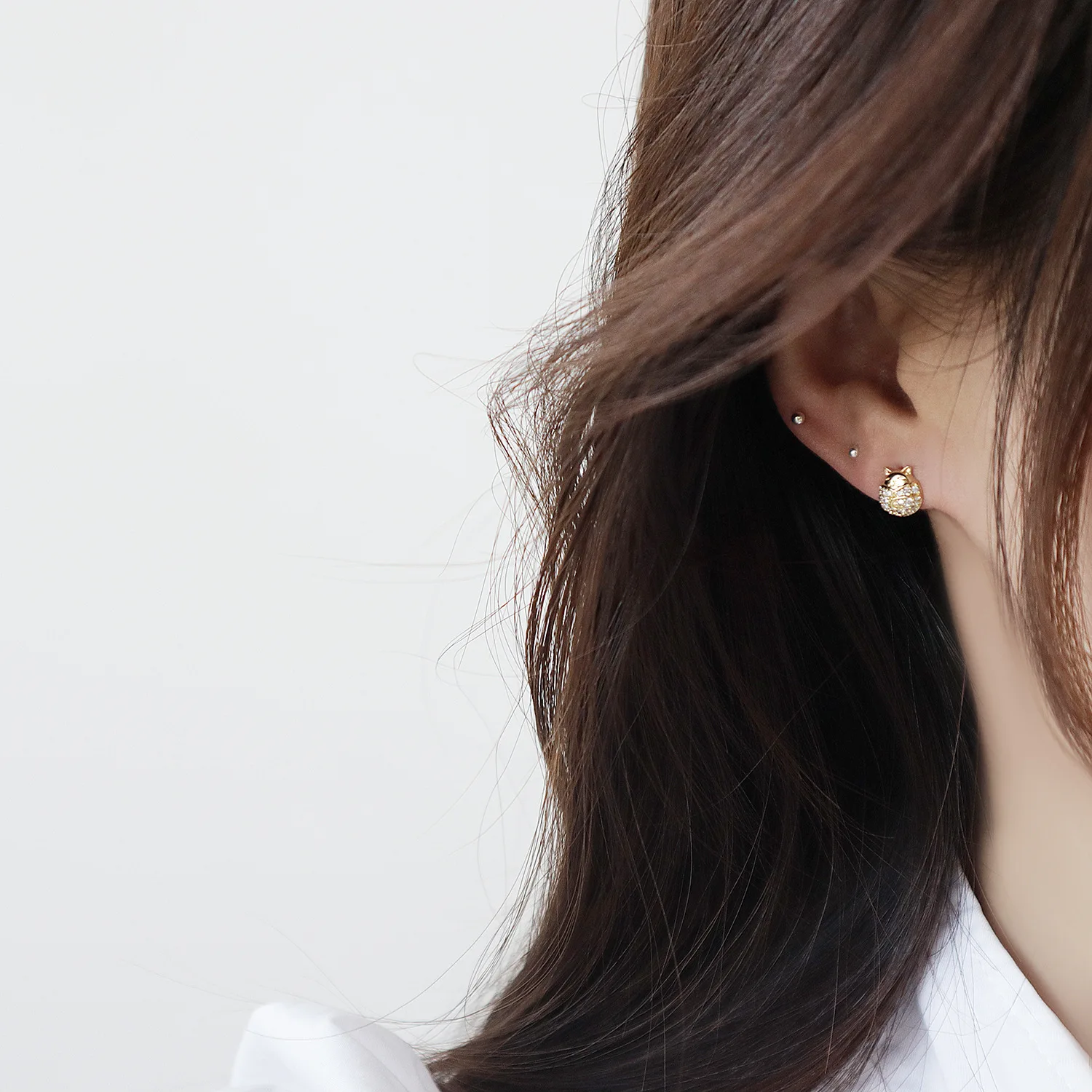 

Romantic Gilded Cute Kitten Stud Earrings Korean Exquisite Jewelry Zircon Women's Stud Earrings Girl Dating Accessories