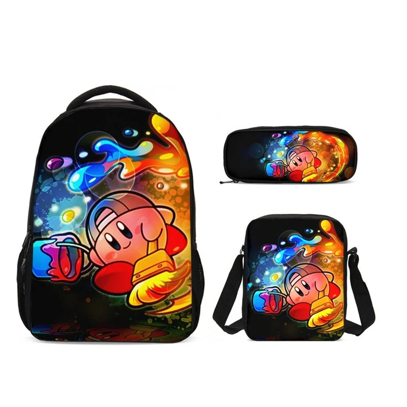 Kawaii Hoshino Kirby 3D принт студенческий рюкзак 3 шт./компл. мужские повседневные школьные