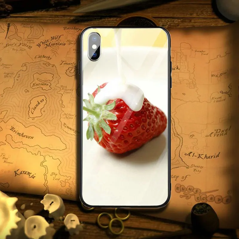 Tempered Glass Mobile Phone Cases for iPhone 5 5S SE 8 7 6 6S Plus X XR XS Max Cover Shell Lovely Summer Fruits Lemon Watermelon | Мобильные