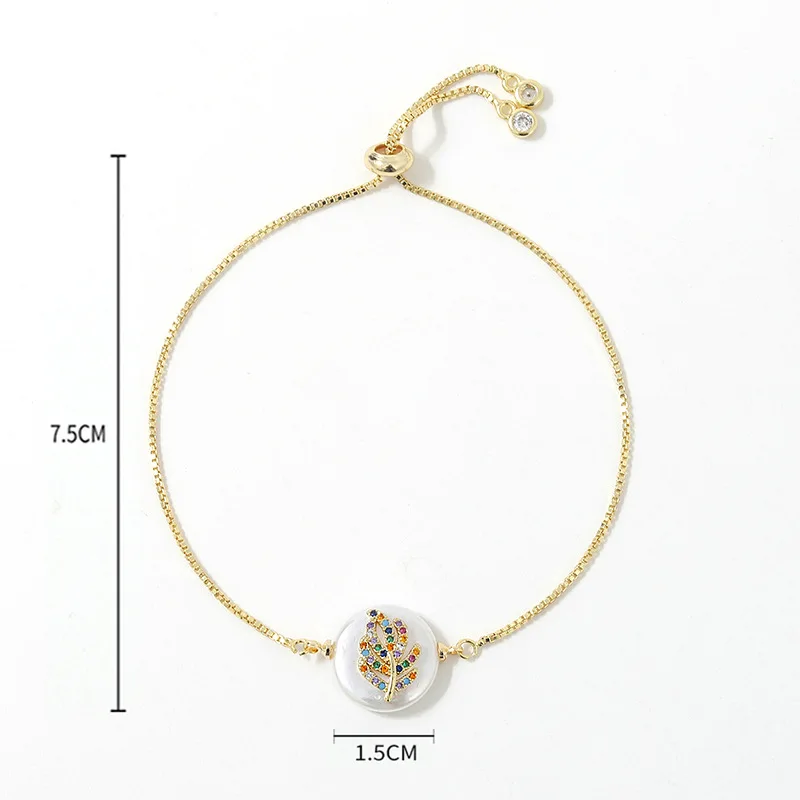 

Simple high quality micro inlaid leaf bracelet adjustable pull copper chain red rope black rope zircon gold couple bracelet
