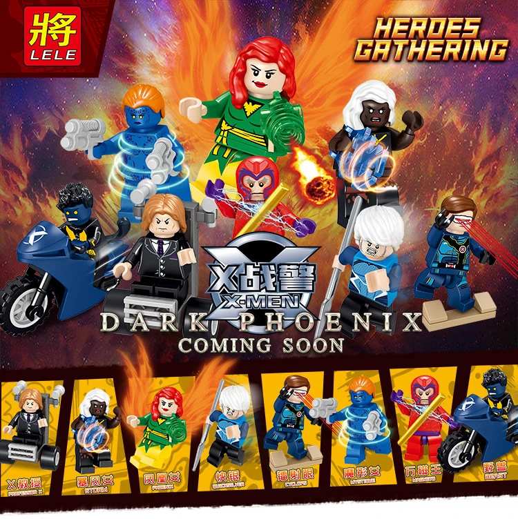 34064 8 шт./компл. Супер Герои Люди Икс серии робокоп Storm Phoneix Beast Cyclops строительные