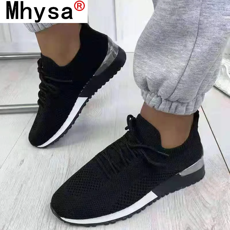 

2021 Spring Women's Vulcanized Shoes Fashion Lace-up Casual Ladies Sneakers Outdoor Comfortable Breathable Mesh Shoes for Woman