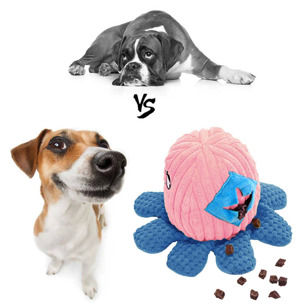 Игрушка из плюша для собаки розового цвета в форме осьминога со звуком, забавная интерактивная игра для кошек, грызуны для щенков, аксессуары