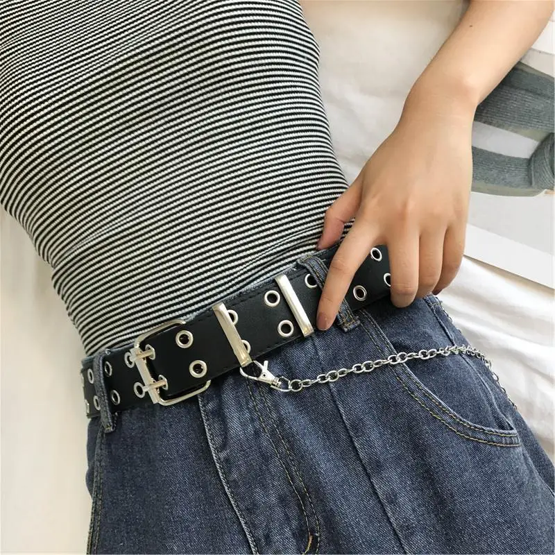 

lady belt pu leather women waiststrap punk fashion waistband with holes