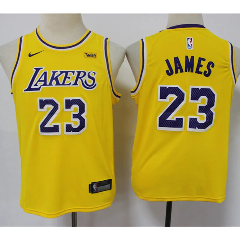 

Lakers Jersey NBA Youth Kids camiseta baloncesto 24 Bryant Yellow O Neck 23 James 2021 New Jerseys Stitch With Patch