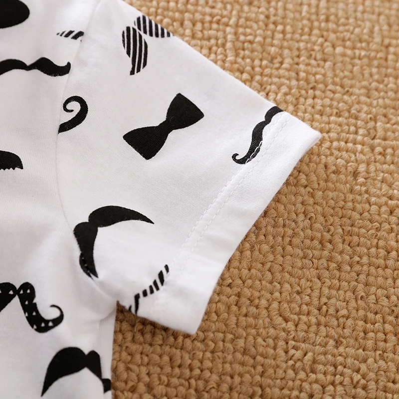 PatPat 2020 New Summer and Spring Baby Boy Beard Allover Short-sleeve Romper &amp Toddler One Pieces Jumpsuits |