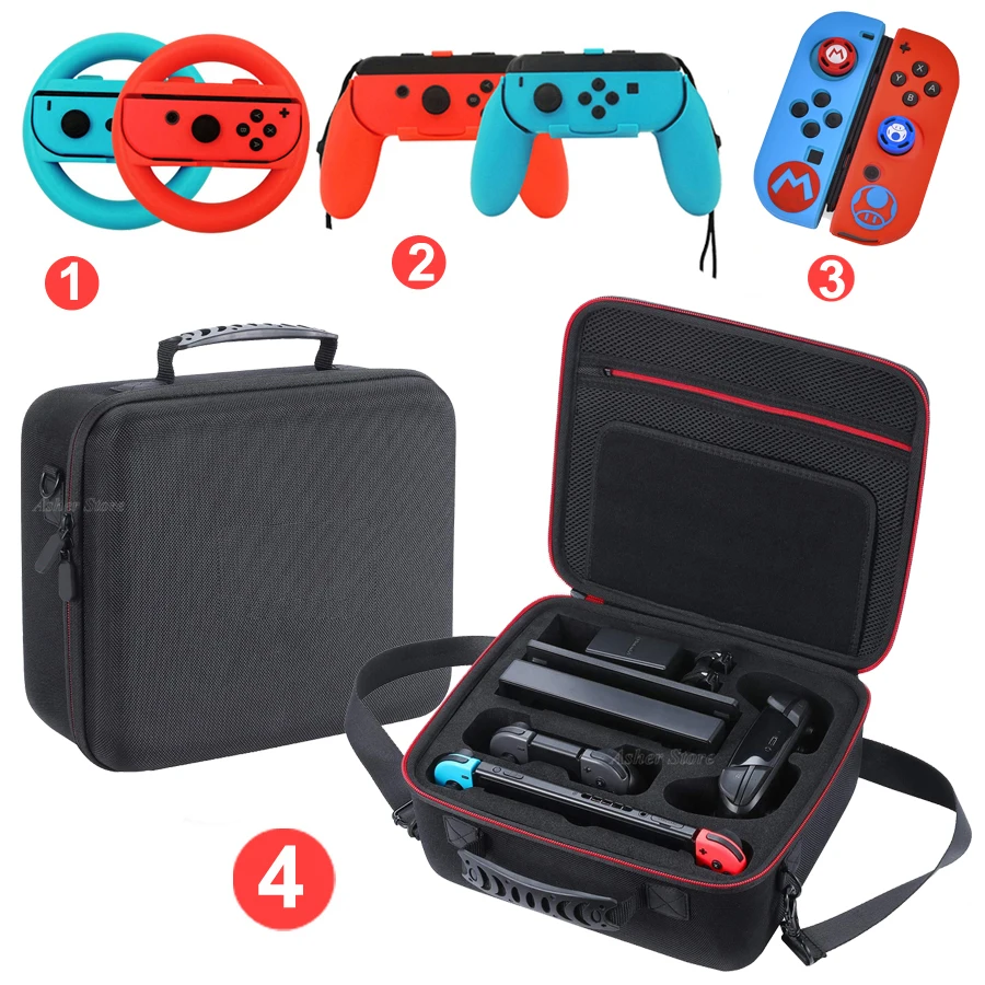 Чехол 9 в 1 для Nintendo Switch большая сумка хранения ручки гоночного колеса силиконовая