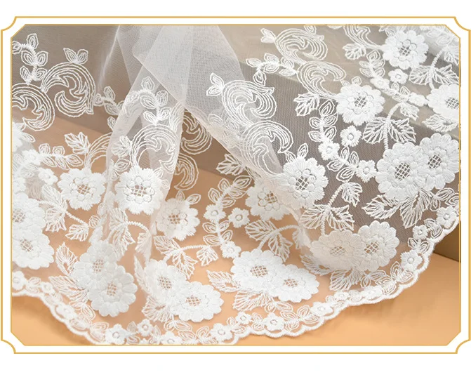 Белая хлопковая кружевная лента 2 метра вышитая отделка ткань для свадебного