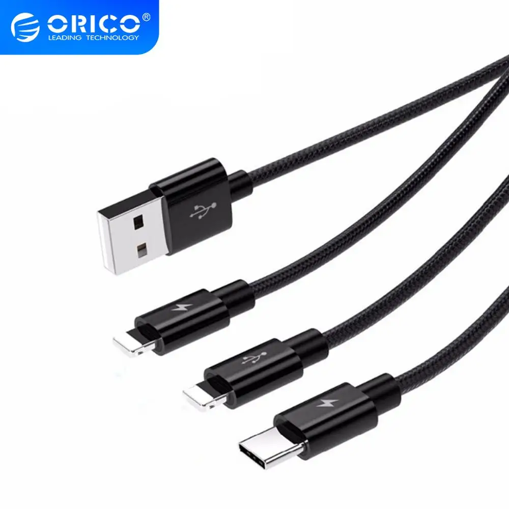 USB кабель ORICO 3 в 1 для iPhone Micro Type c кабели зарядки телефонов Samsung Xiaomi HUAWEI|Кабели