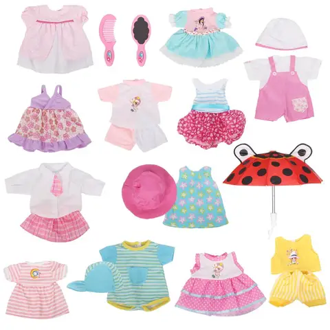 Кукольная одежда для девочек 13-14 дюймов, Кукольное платье для девочек, Размеры 35 см, аксессуары для маленьких кукол, комплект одежды из 12 предметов детские рождественские подарки