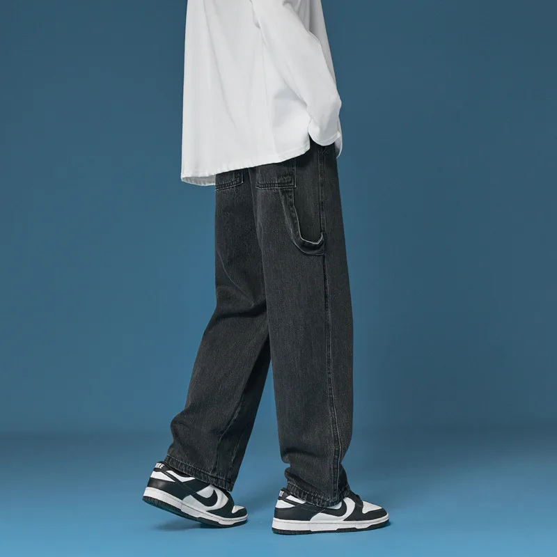 White Blue Black Jeans Men's Fashion Casual Baggy Wide-leg Jeans Men Streetwear Loose Hip-hop Straight Denim Trousers Mens M-2XL