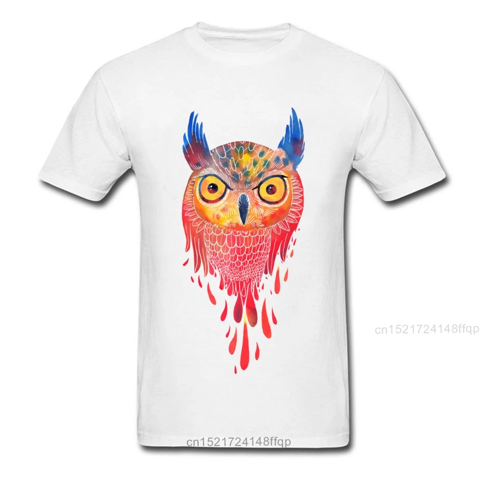 Новое поступление футболка с рисунком Совы и акварели Мужская черная забавная