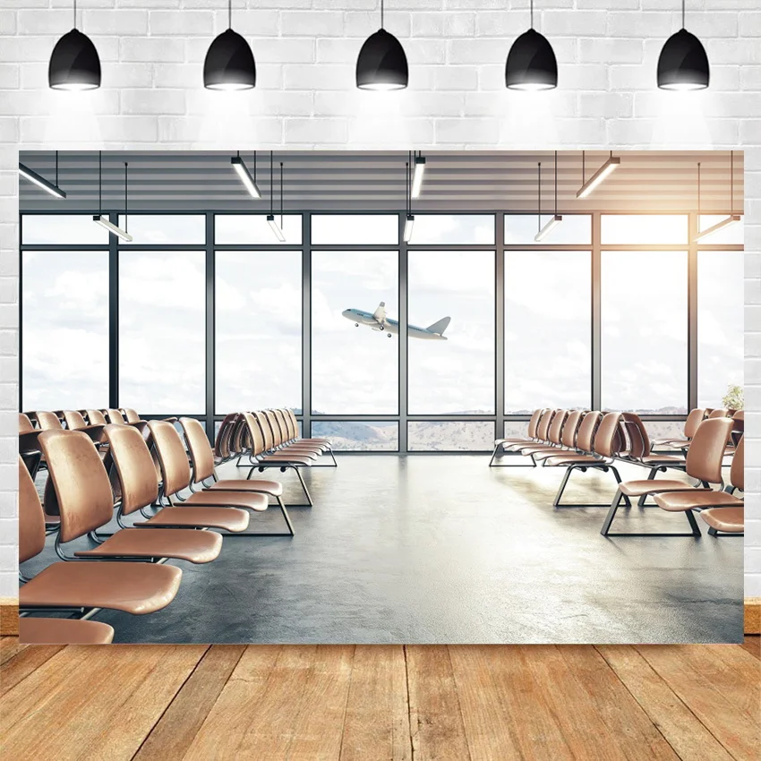 Laeacco фотография фон для зала ожидания аэропорта стулья французский Окно Солнце