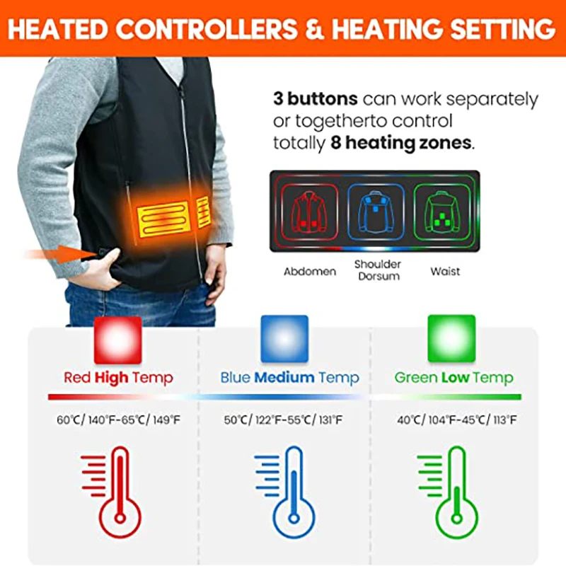 Winter Warm Men Jacket smart Heated Vest USB trekking Electric Heating Jacket Body Warmer Heating Pad hunting heated vest Jacket