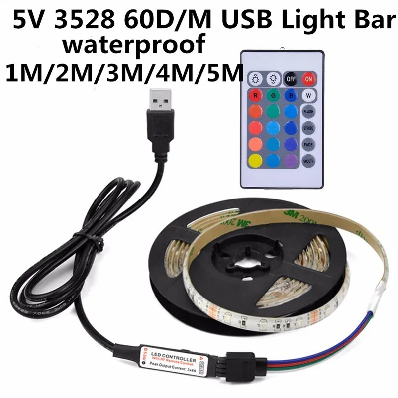Светодиодный светильник бар 3528 RGB ТВ фон светильник набор эпоксидной Водонепроницаемый в наборе разноцветные мягкие трусы светильник инфракрасный датчик ультра-бар дистанционного USB 5V декоративный светильник полосы