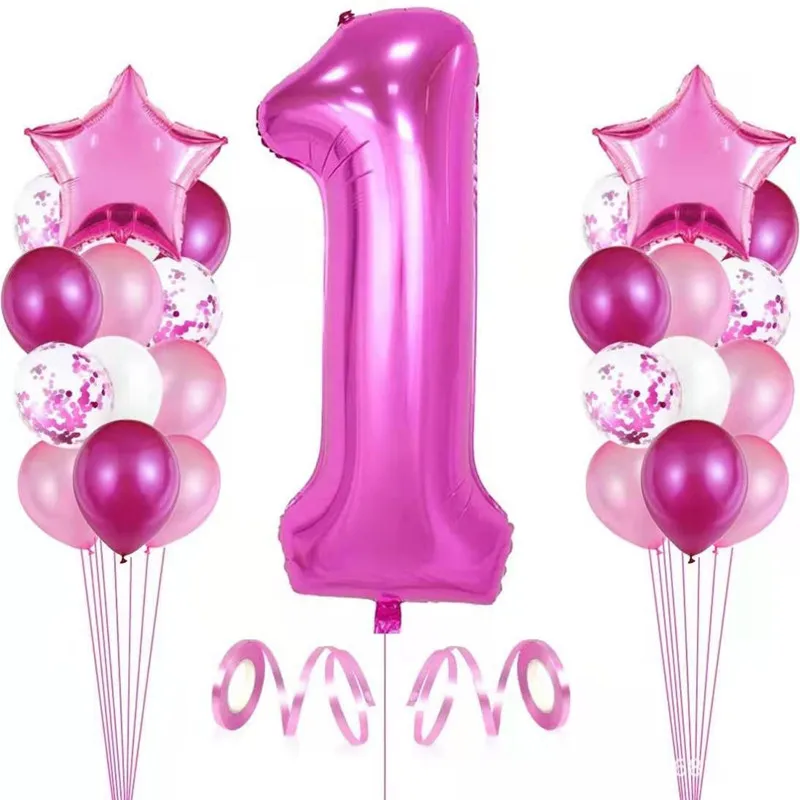 

1pc32 inch five-pointed star sequined latex number set birthday one-year-old decorative number aluminum balloon