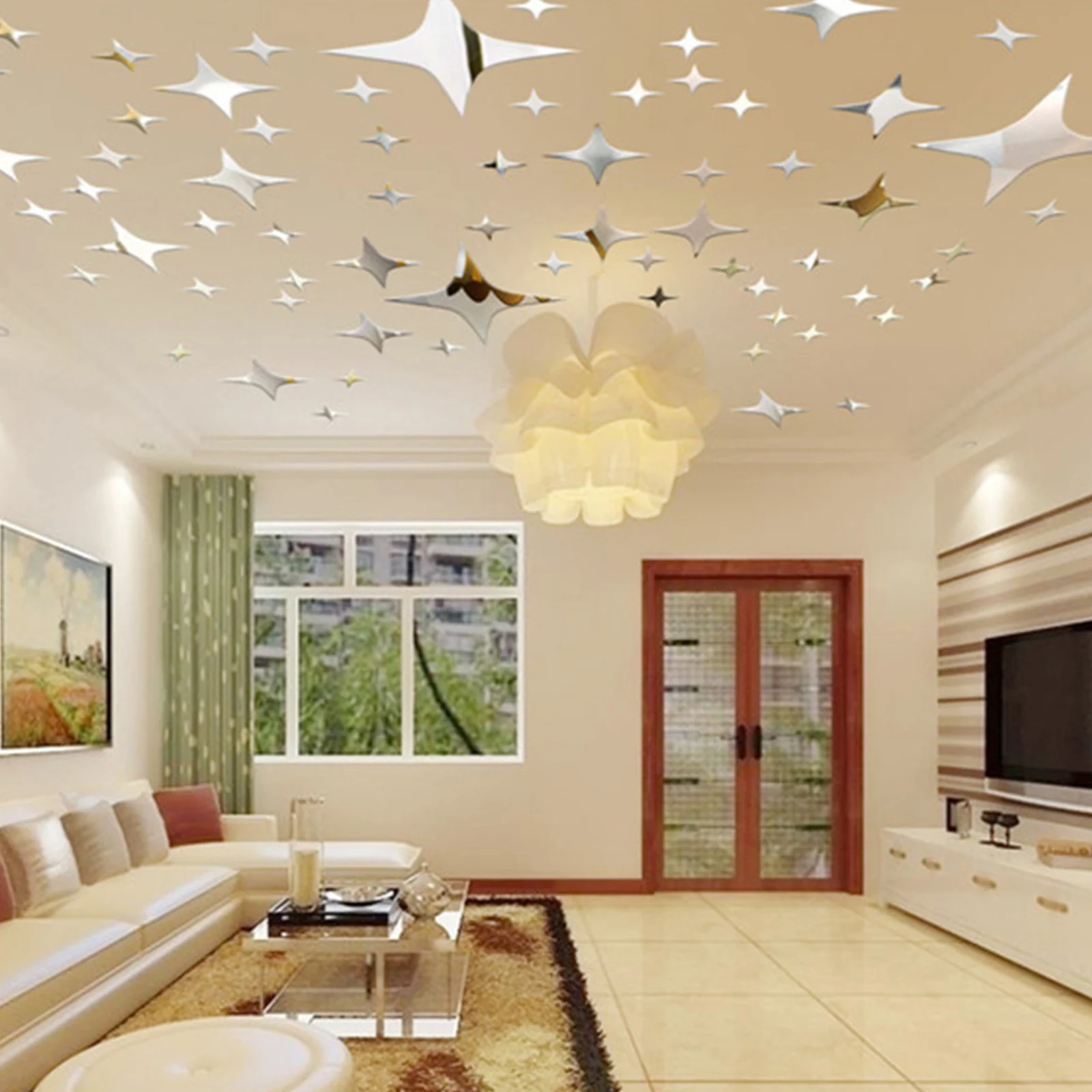 Зеркальная акриловая наклейка в виде звезд 50 шт./компл. зеркальные настенные