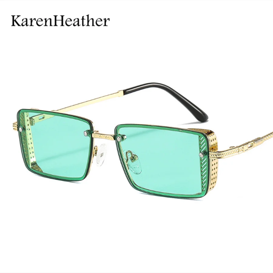 

KarenHeather Fashion Punk Retro Square Sunglasses For Women Men Luxury Small Metal Frame Sun Glasses Designer UV400