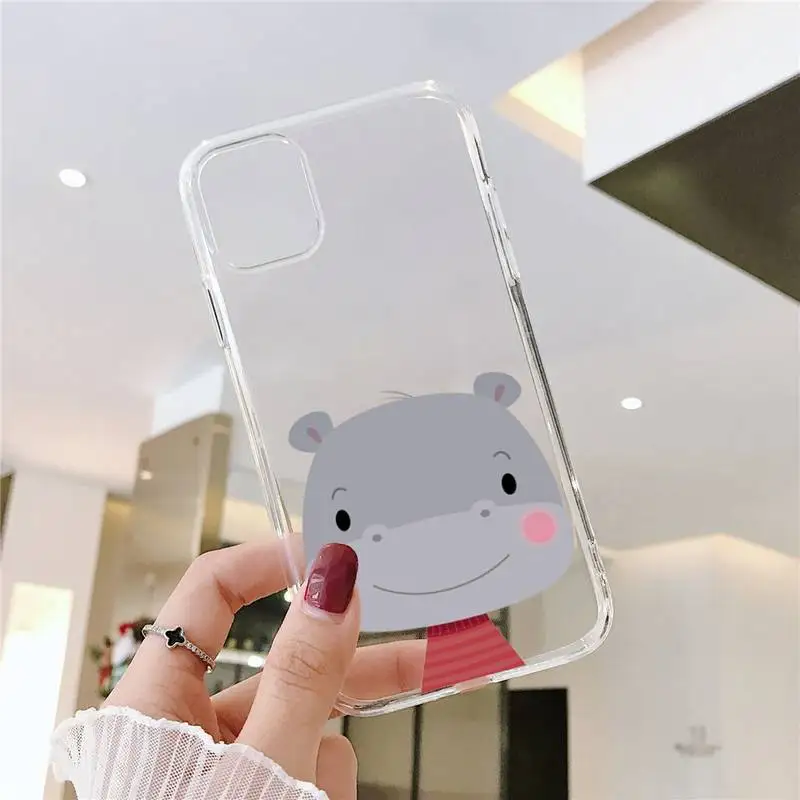 

Cute cartoon animal elephant Phone Case Transparent for iPhone 6 7 8 11 12 s mini pro X XS XR MAX Plus SE cover funda