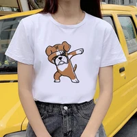 dancing dogs womens summer street clothing women fashion soft casual white t shirts tops funny printed t shirt