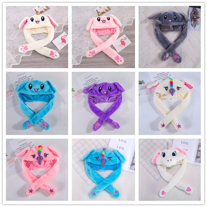 Единорог вечерние милые Мультяшные плюшевые игрушки шапка с подвижными ушами