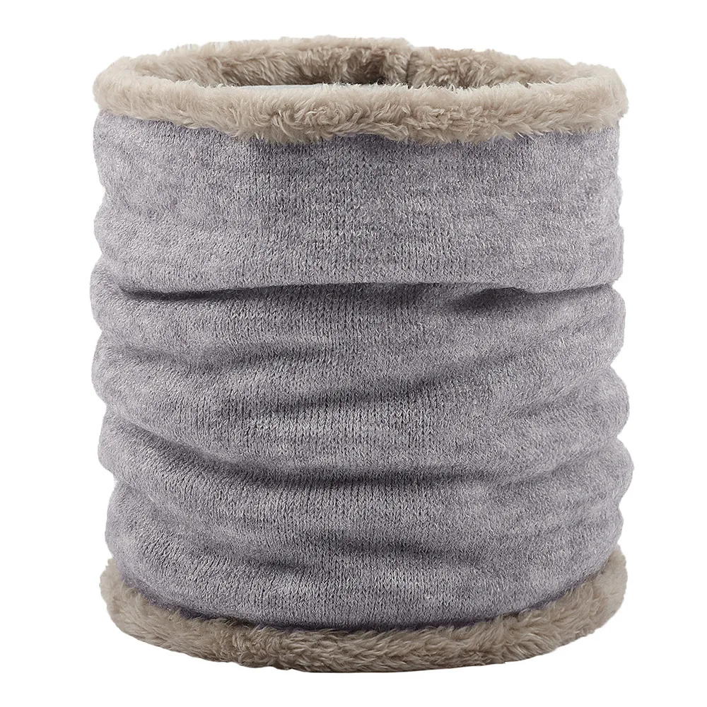 Меховой воротник мужской теплый вязаный шейный двухслойный толстый шарф с