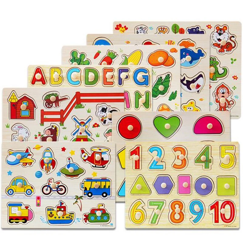 

30cm Kid Early Educational Toys Baby Hand Grasp Wooden Puzzle Toy Alphabet And Digit Learning Education Child Wood Jigsaw Toy