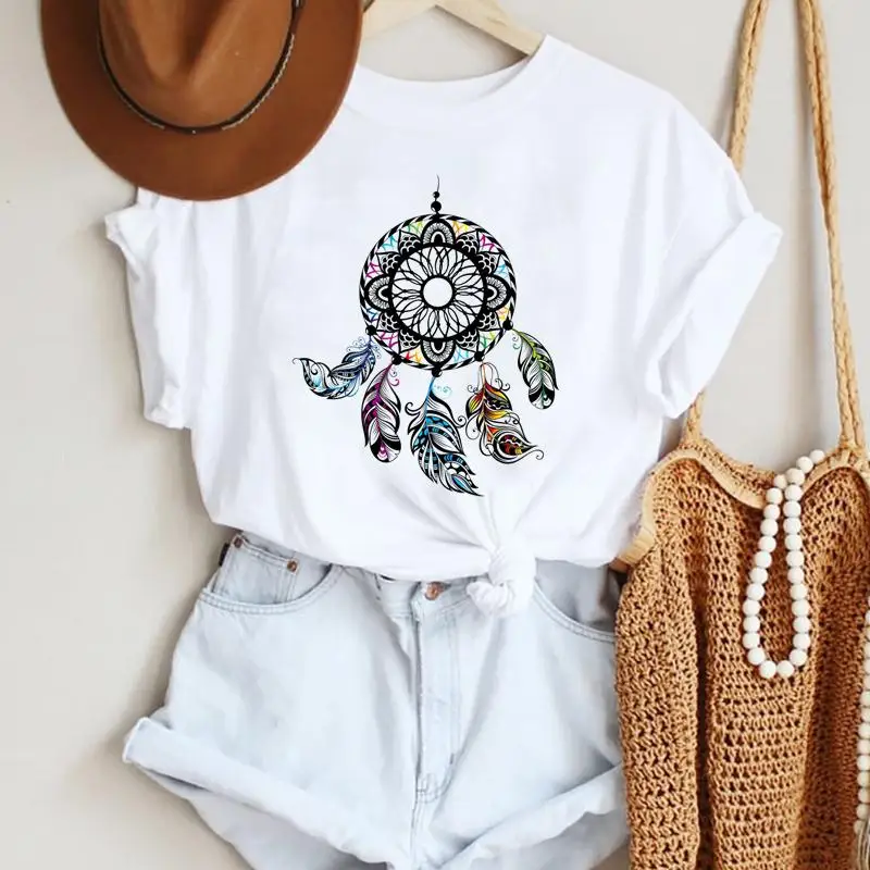 

Women Clothing Floral Vintage Feather 90s Fashion Cartoon Summer Lady Print Tee Graphic T Top Female Tshirts Clothes T-Shirt
