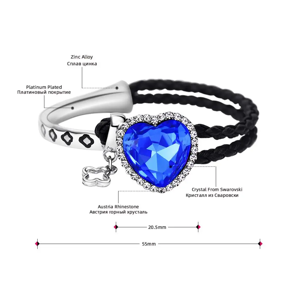 Neoglory австрийские стразы и Кристальный браслет романтичный в виде голубого