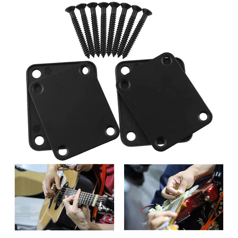 

2PCS Guitar Neck Plate ST Electric Guitar Neck Plate 4-Hole Neck Joint Back Mounting Plate with Screws Parts for Guitar Bass