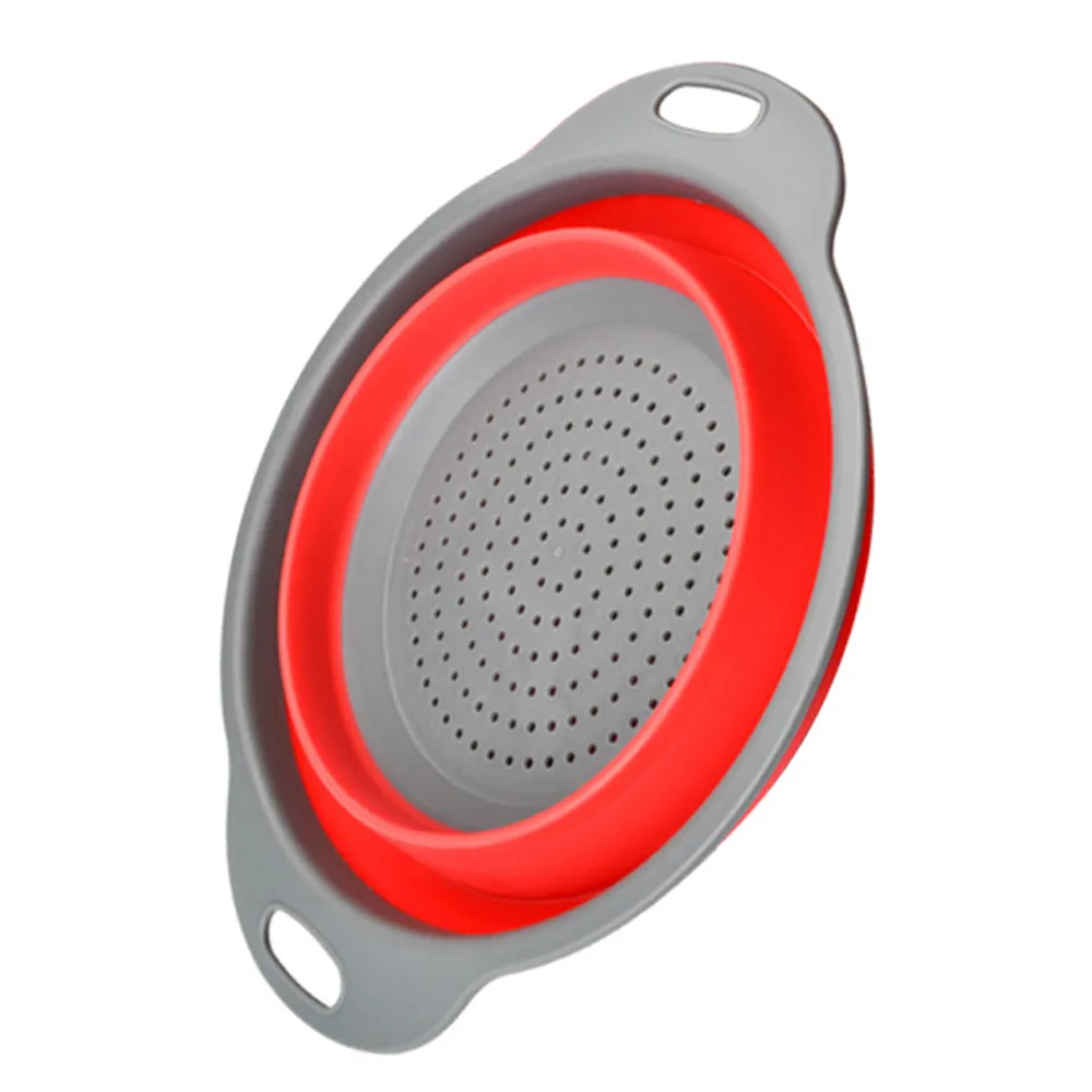 

2 Pcs Collapsible Silicone Colander Foldable Drain Strainer Basket Fruit Vegetable Washing Basket Strainer with Handle Kitchen