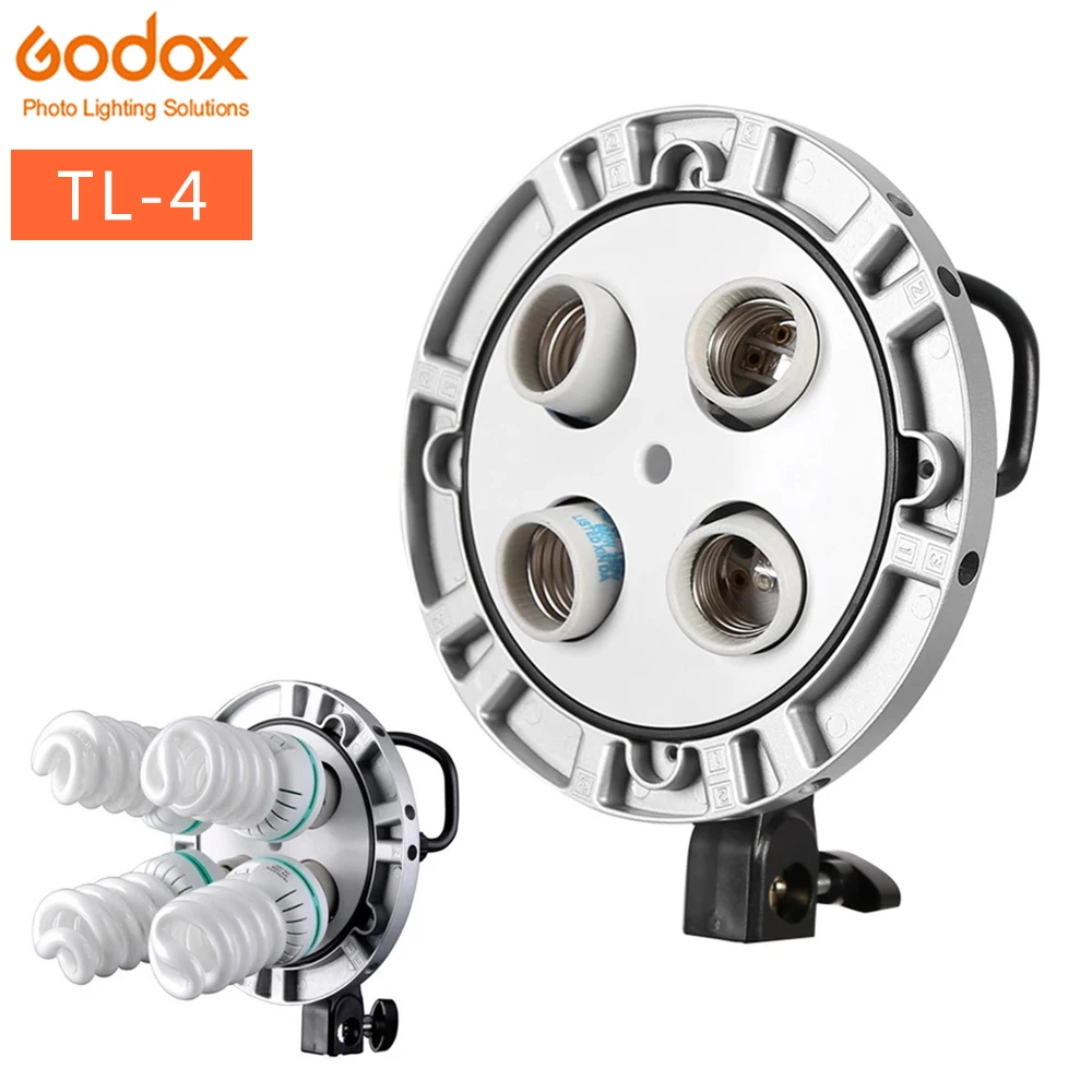 Фотостудия Godox TL 4 в 1 E27 Socket Трехцветная лампа налобный фонарь непрерывный свет