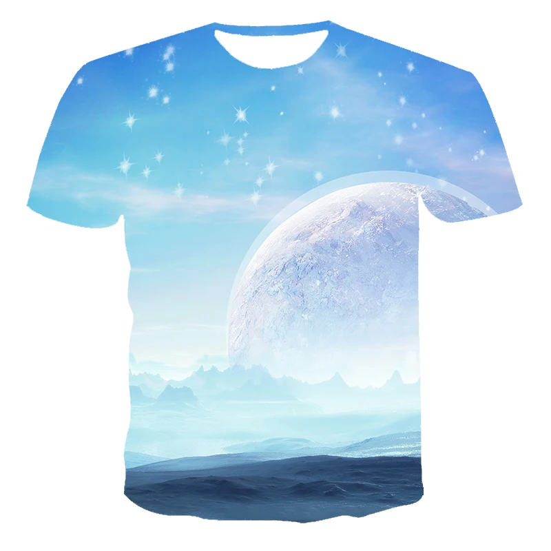 

New 2021 3D Printing T-Shirt Summer Men's Short Sleeve 【The Milky Way Stars】 Cool Casual Large Size Tops 110-6XL Customizable