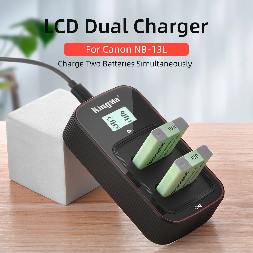 Duplo para Canon Kingma Bateria Carregador Powershot Sx740 Sx720 Sx620hs G1x Mark Iii G9x G5x Marca ii G7x Nb-13l Lcd