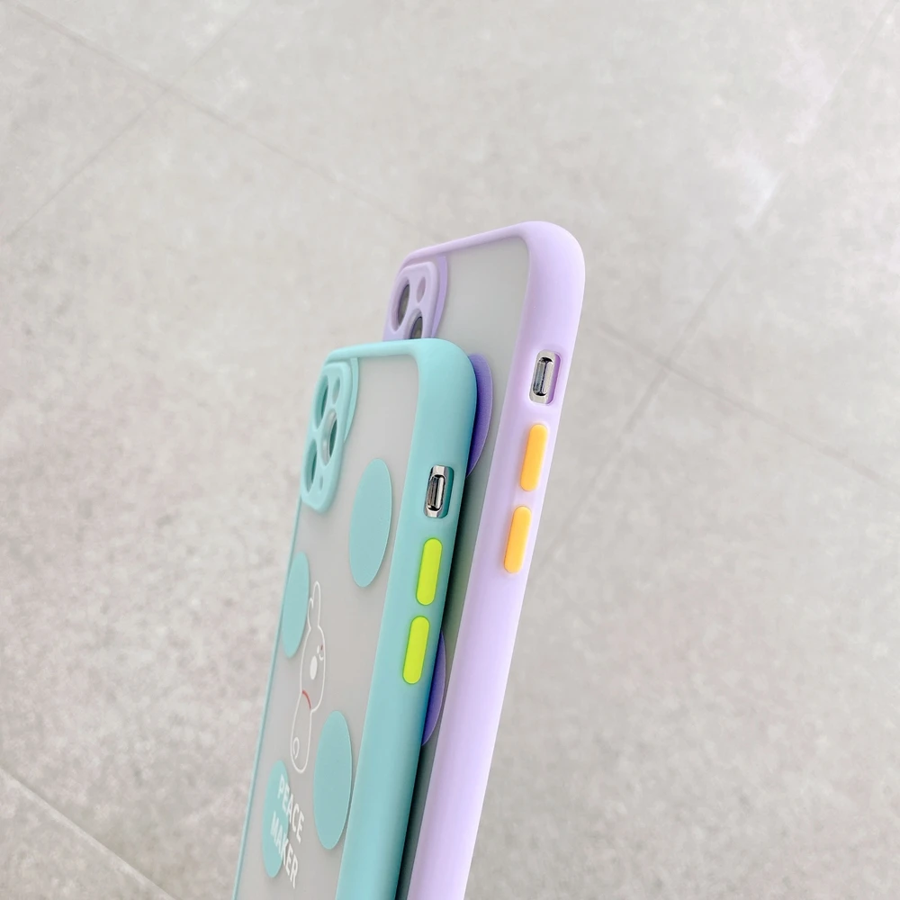 

Cute Rabbit Simple Matte Bumper Phone Case For iPhone 11 Pro Max XR XS X 8 7 Plus Wave Point Shockproof Soft TPU Silicone Cover