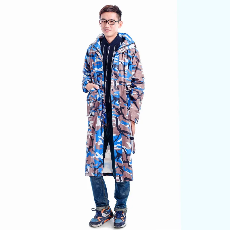 Длинный походный дождевик камуфляжный плащ для мужчин и женщин взрослый