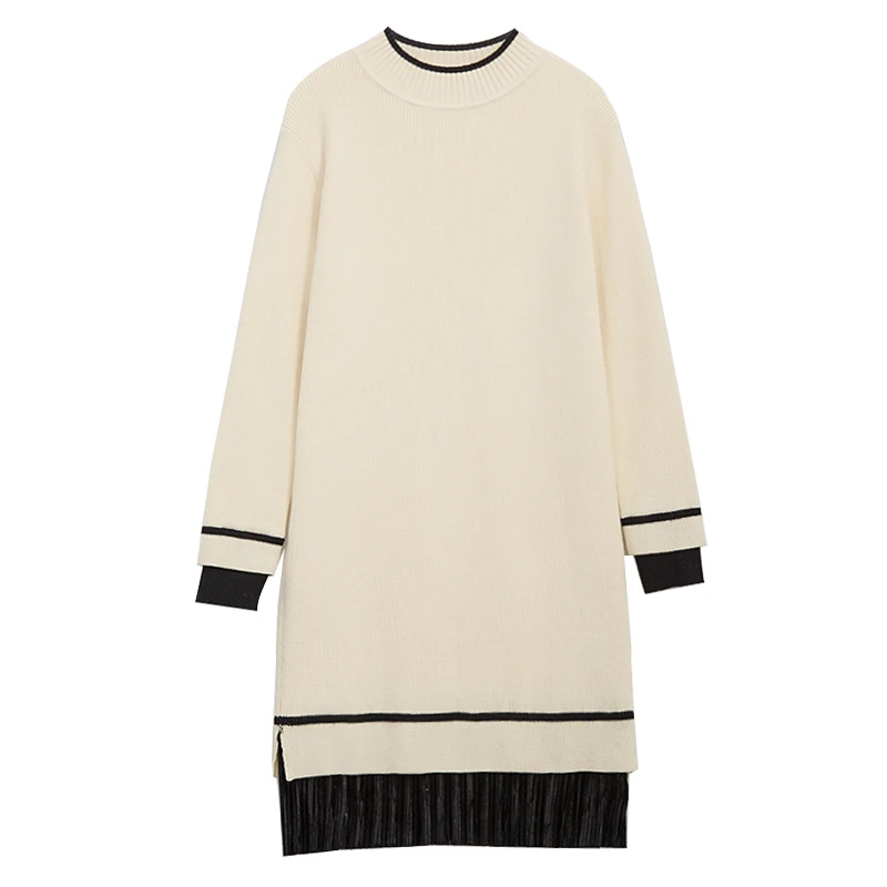 

Plus Size 2021 Autumn Winter Women Korean Style Print Letter Sweater Dress O-Neck Office Lady Fashion Knitted Straight Clothing