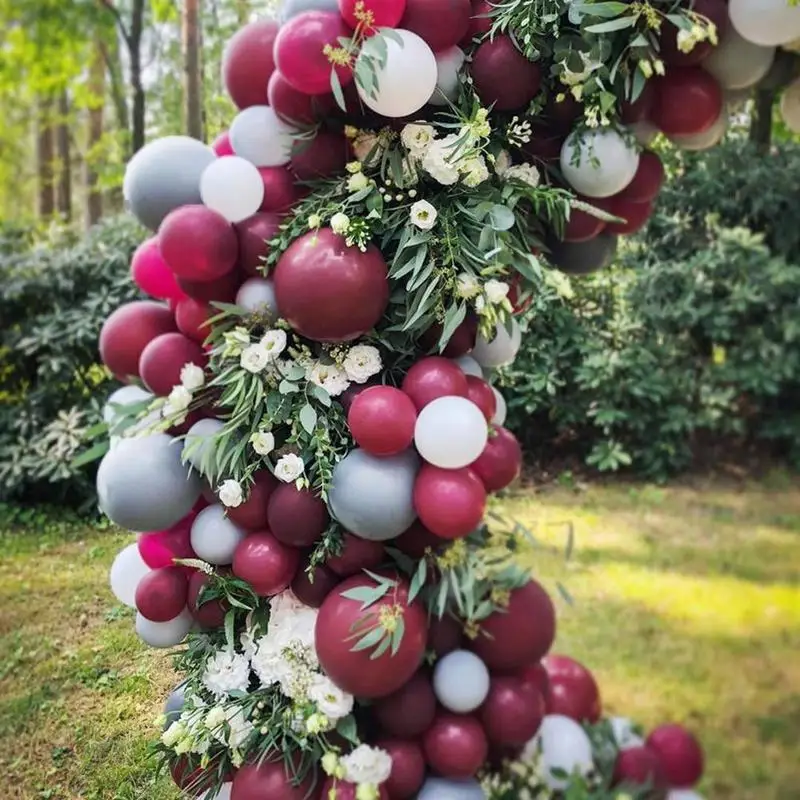 

110 Pieces DIY Burgundy Gray White Balloon Garland Kit Balloon Arch Garland for Wedding Birthday Party Decorations