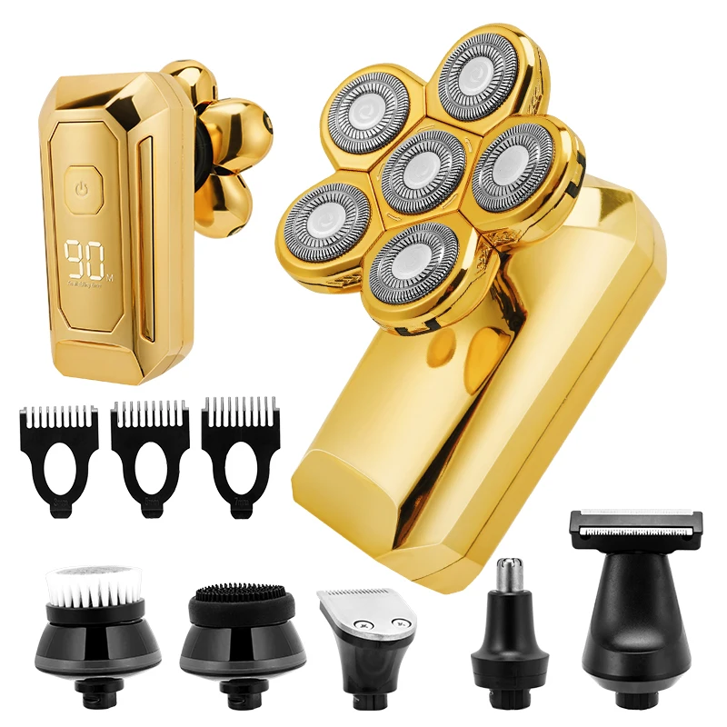 

New Shaver For Men 4D Independently 6 Cutter Floating Head Waterproof Electric Razor Multifunction Trimmer Hair Clipper For Men