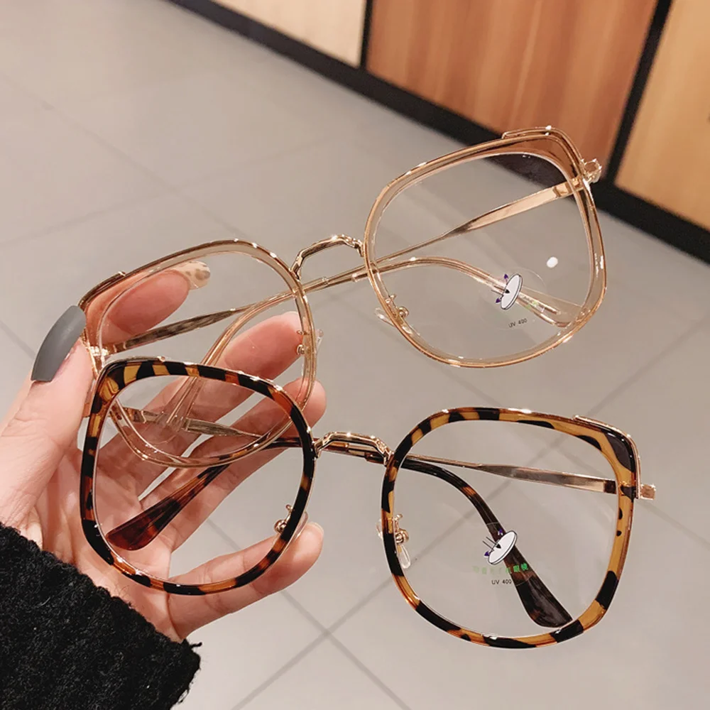 

Big Frame Square Anti-Blue Light Glasses Frame Vintage Clear Anti-Blu-Ray Eyewear Men Optical Pink Frame Computer Goggle 2021