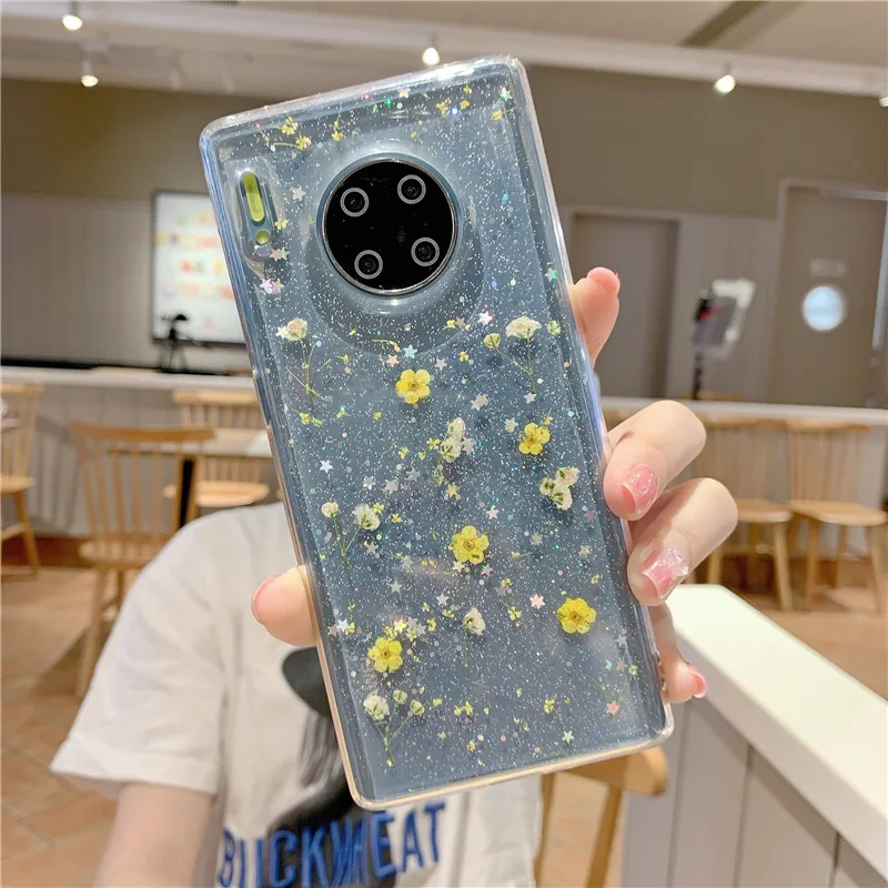 Чехол для Huawei P40 P30 P20 Mate 20 30 Pro Nova 7 6 5 SE прозрачный чехол из ТПУ с блестками и