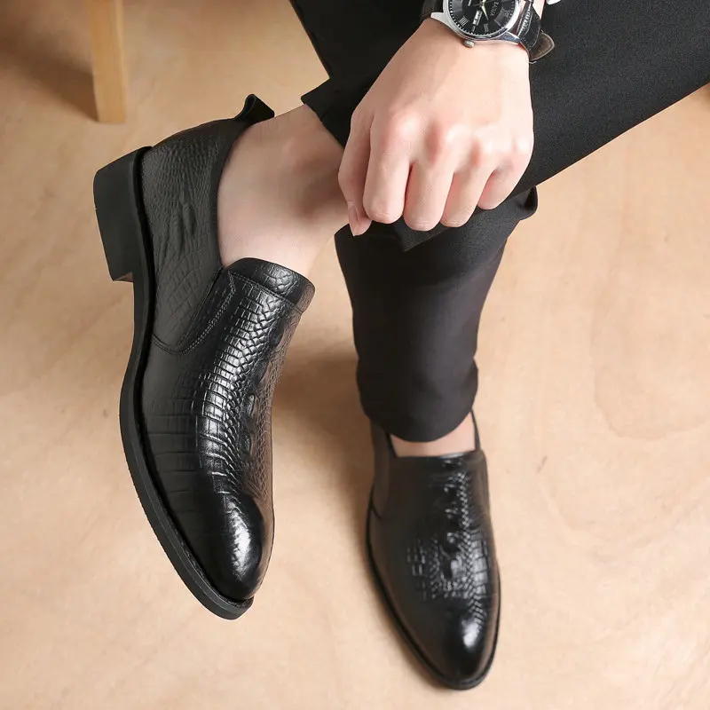 2020 Men Formal Business Brogue Shoes Luxury Men's Crocodile Dress Male Casual Genuine Leather Wedding Party Loafers | Обувь