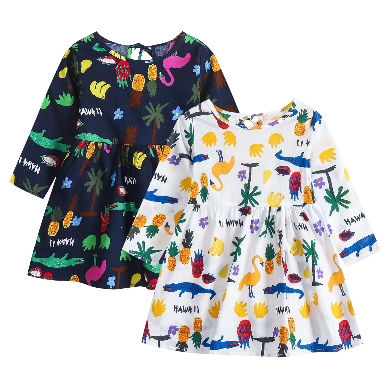 Детское платье принцессы с круглым вырезом и принтом | Детская одежда обувь