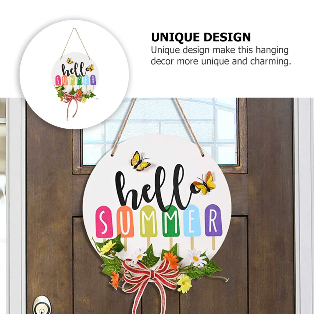 

1Pc Decorative Hanging Board Summer Home Door Hanging Wreath Door Pendant