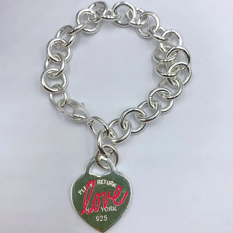 

Exclusive Sale 1: 1 S925 Sterling Silver Fashion LovingHeartPendantBracelet Women Logo Original Brand Jewelry Valentine Gift
